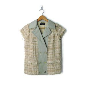 DOLCE & GABBANA Italy Fringe Twill Vest Jacket top sz 38 IT /  S 2 US